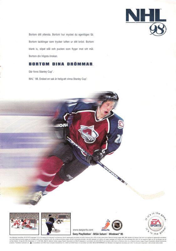 NHL 98 Magazine Advertisement (Magazine Advertisements): Pro Hockey (Sweden), October 1997
