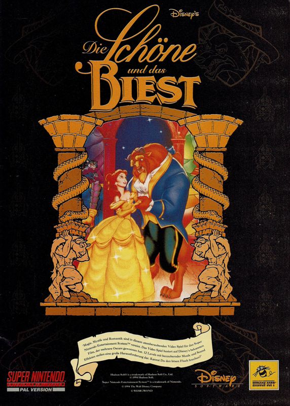 Disney's Beauty and the Beast Magazine Advertisement (Magazine Advertisements): Total! (Germany), Issue 12/1994