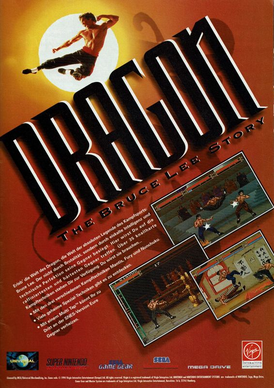Dragon: The Bruce Lee Story Magazine Advertisement (Magazine Advertisements): Total! (Germany), Issue 12/1994