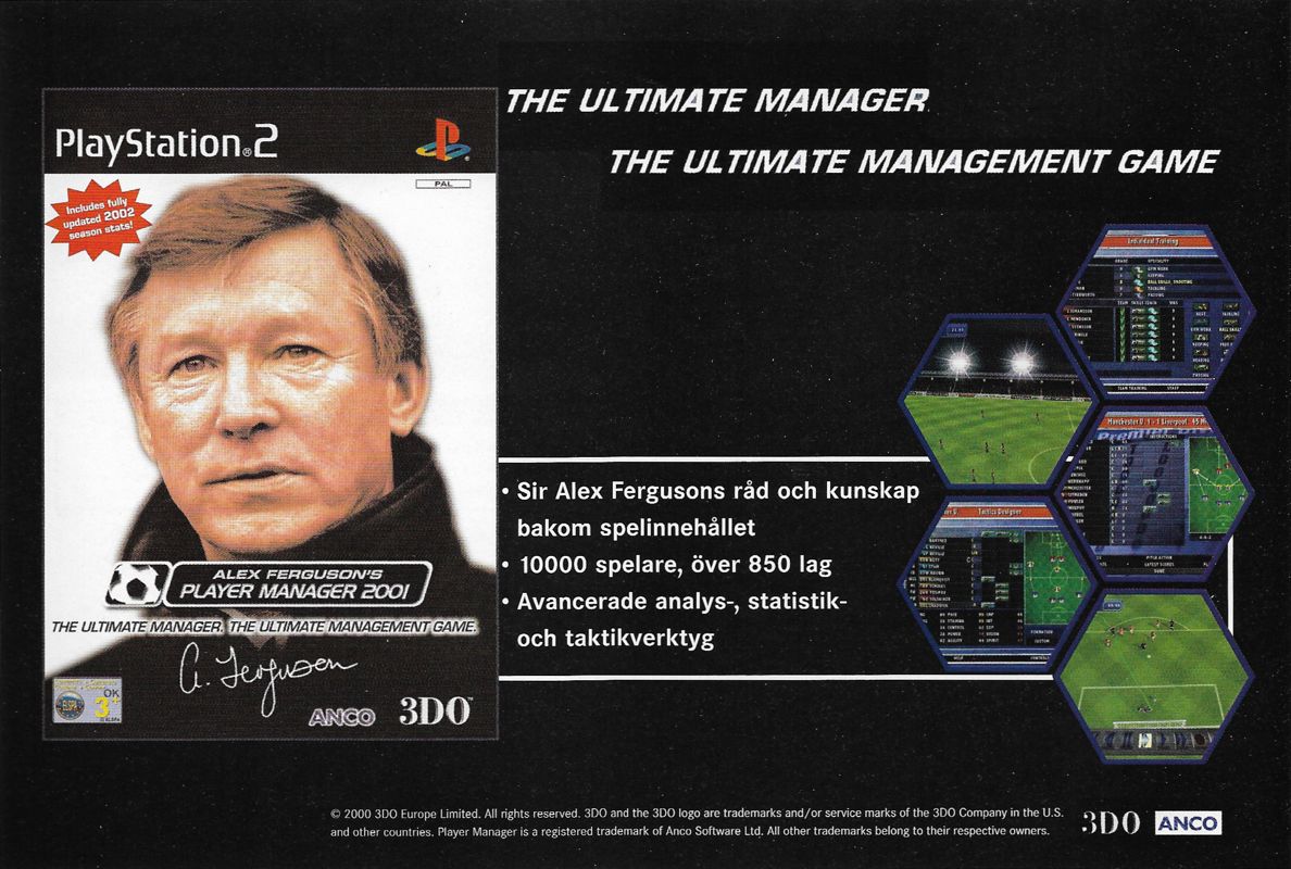 Alex Ferguson's Player Manager 2001 Magazine Advertisement (Magazine Advertisements): GamePro (Sweden), Issue 4 (September 27, 2001)