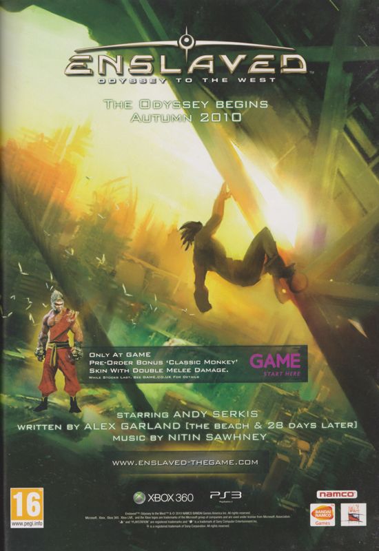 Enslaved: Odyssey to the West Magazine Advertisement (Magazine Advertisements): PlayStation Official Magazine - UK (United Kingdom), Issue 47 (August 2010)