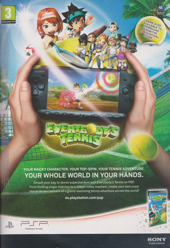 Hot Shots Tennis: Get a Grip Magazine Advertisement (Magazine Advertisements): PlayStation Official Magazine - UK (United Kingdom), Issue 47 (August 2010)