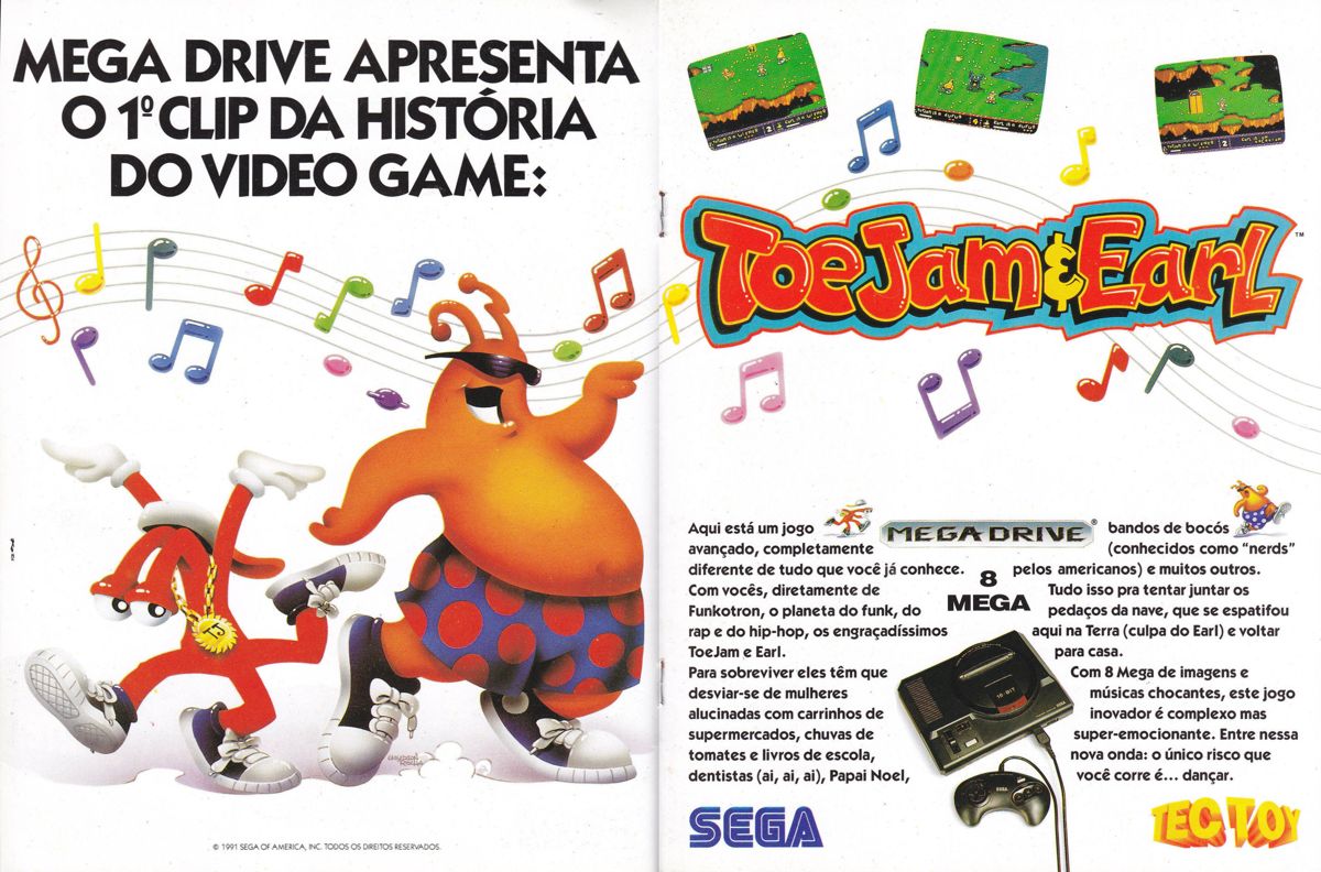 ToeJam & Earl Magazine Advertisement (Magazine Advertisements): SuperGame (Brazil) Issue 9 (April 1992) pp. 28-29