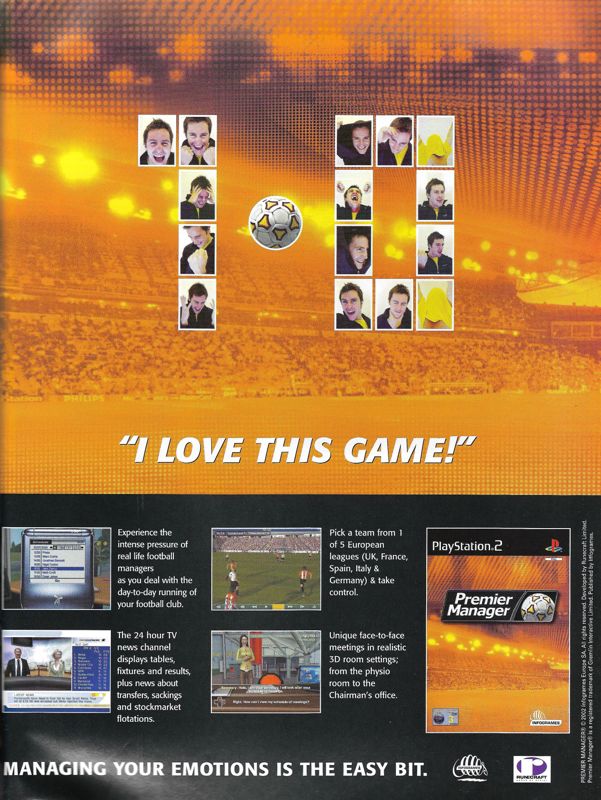 Premier Manager: 2002/2003 Season Magazine Advertisement (Magazine Advertisements): FourFourTwo (United Kingdom), Issue 97 (September 2002)