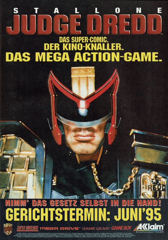 Judge Dredd Magazine Advertisement (Magazine Advertisements): Total! (Germany), Issue 06/1995