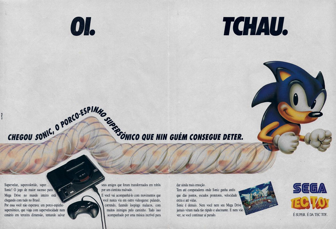 Sonic the Hedgehog Magazine Advertisement (Magazine Advertisements): VideoGame (Brazil) Issue 8 (November 1991) pp. 34-35