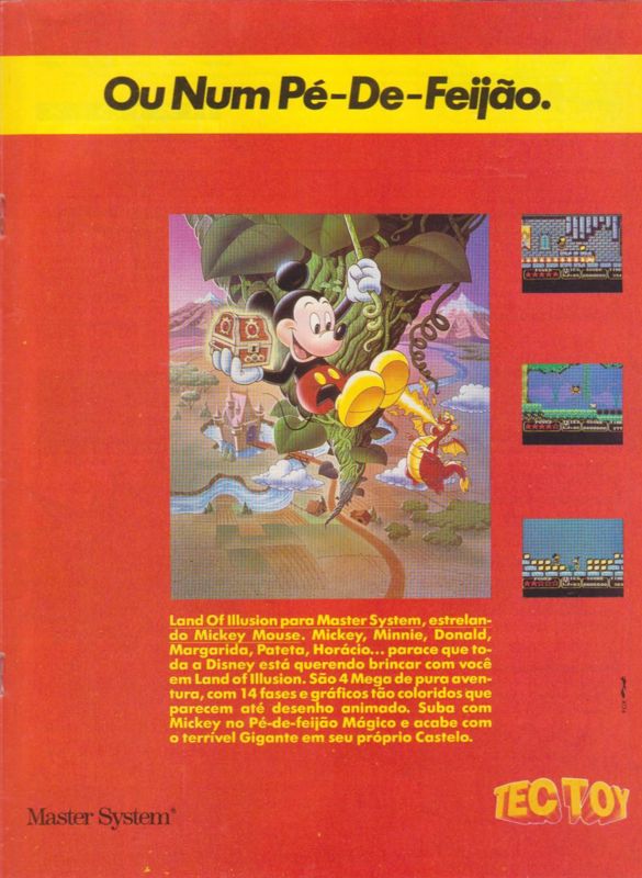Land of Illusion starring Mickey Mouse Magazine Advertisement (Magazine Advertisements): VideoGame (Brazil) Issue 25 (April 1993) p. 27