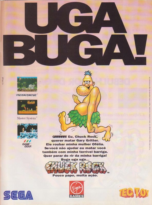 Chuck Rock Magazine Advertisement (Magazine Advertisements): Videogame (Brasil) Issue 29 (August 1993) p. 47