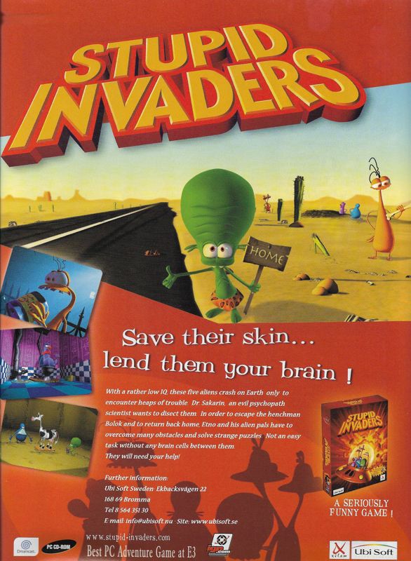 Stupid Invaders Magazine Advertisement (Magazine Advertisements): incite PC Games (Sweden), January 2001