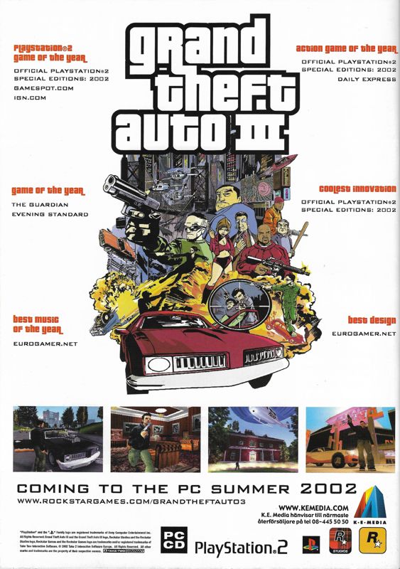Grand Theft Auto III Magazine Advertisement (Magazine Advertisements): incite PC Games (Sweden), June 2002