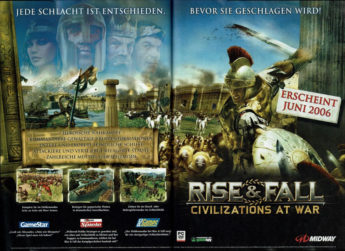 Rise & Fall: Civilizations at War Magazine Advertisement (Magazine Advertisements): PC Powerplay (Germany), Issue 06/2006