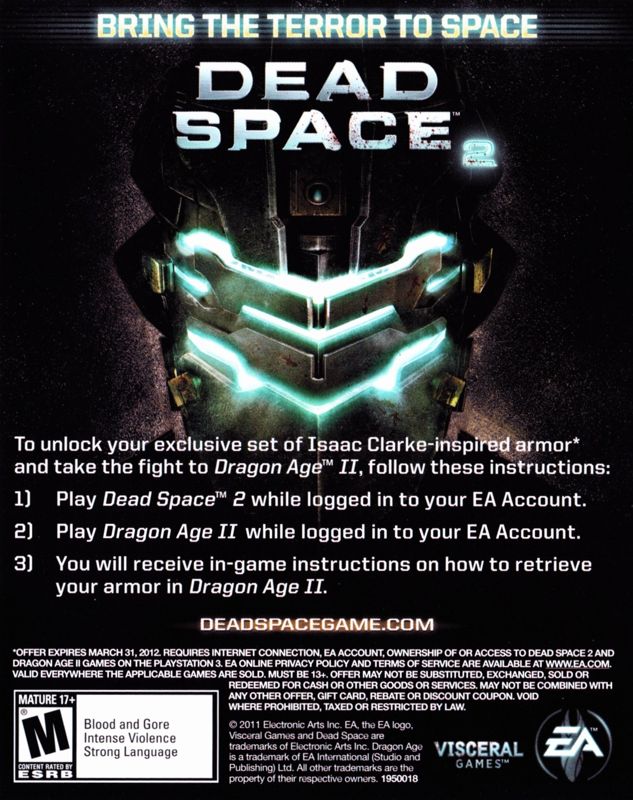 Dead Space 2 Other (Pamphlet Advertisements): Pamphlet included with US PS3 release of "Dragon Age II" game