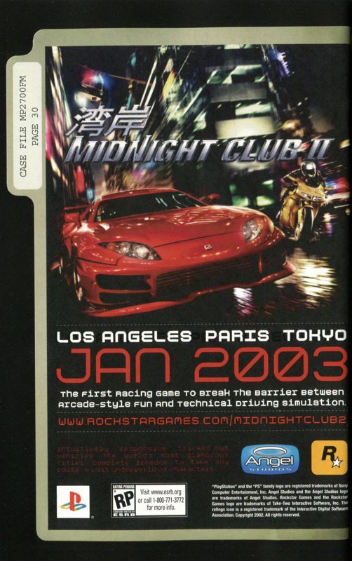 Midnight Club II Manual Advertisement (Game Manual Advertisements): Game Manual ("Max Payne"), US (Greatest Hits) PS2 release Page 30