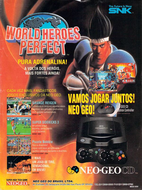 World Heroes Perfect Magazine Advertisement (Magazine Advertisements): VideoGame (Brazil) Issue 52 (August 1995) Inner back cover