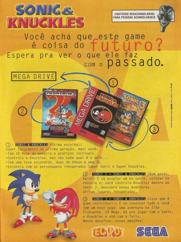Sonic & Knuckles Magazine Advertisement (Magazine Advertisements): Videogame (Brazil) Issue 45 (December 1994) p. 23