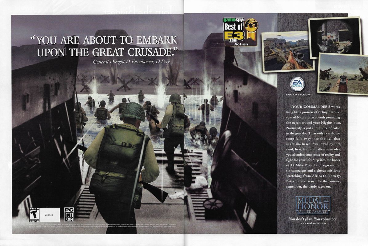 Medal of Honor: Allied Assault Magazine Advertisement (Magazine Advertisements): PC Gamer (United States), Issue 95 (March 2002)