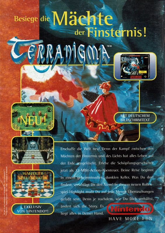 Terranigma Magazine Advertisement (Magazine Advertisements): Total! (Germany), Issue 11/1996