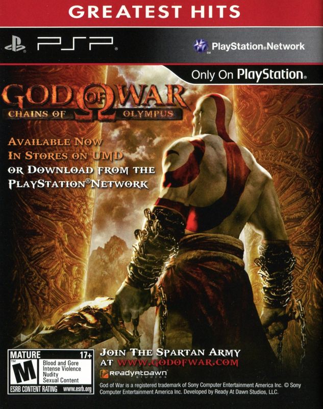 God of War: Chains of Olympus Manual Advertisement (Game Manual Advertisements): "God of War Collection" game manual, US (Greatest Hits) PS3 release Page 16