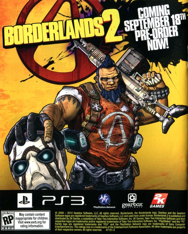 Borderlands 2 Manual Advertisement (Game Manual Advertisements): "Spec Ops: The Line" game manual, US PS3 release