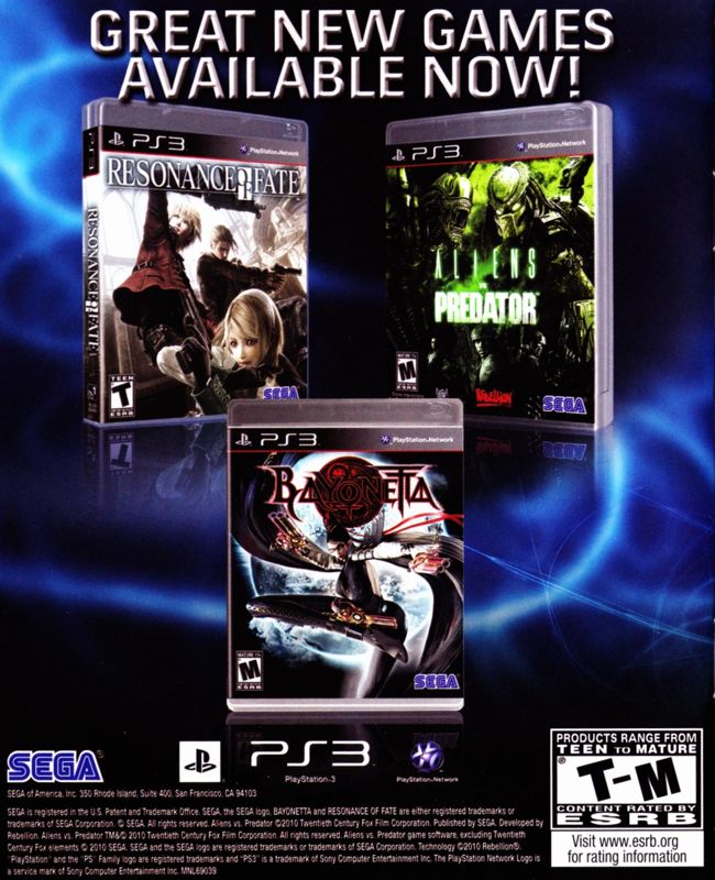 Aliens vs Predator Manual Advertisement (Game Manual Advertisements): "Yakuza 3" game manual, US PS3 release