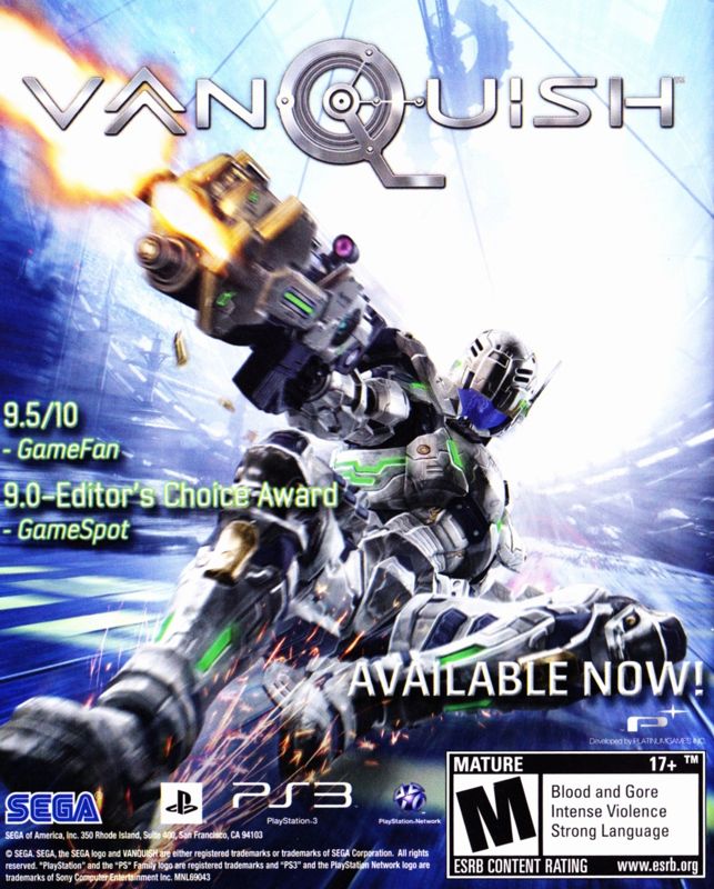 Vanquish Manual Advertisement (Game Manual Advertisements): "Yakuza 4" game manual, US PS3 release