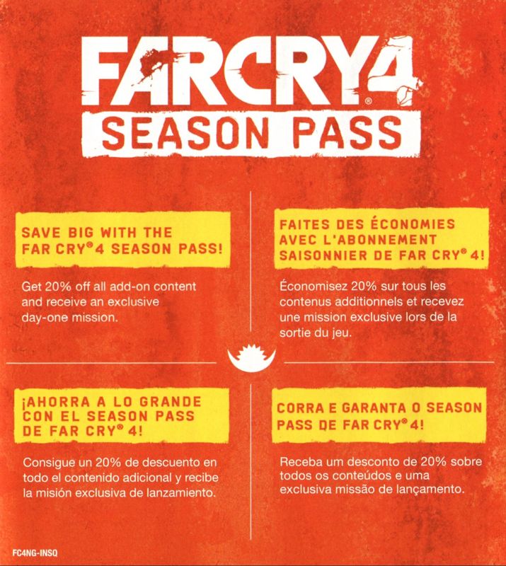 Far Cry 4: Season Pass Other (Pamphlet Advertisements): Pamphlet included with "Far Cry 4 (Limited Edition)", US PS4 release