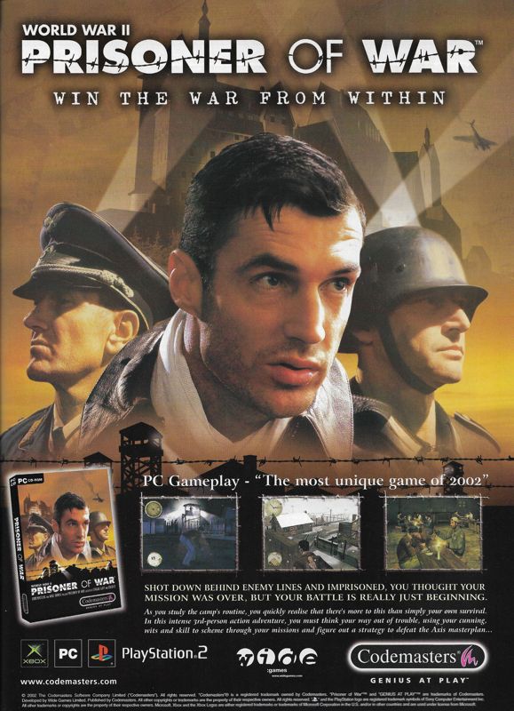 Prisoner of War: World War II Magazine Advertisement (Magazine Advertisements): PC Gamer (United Kingdom), Issue 115 (November 2002)