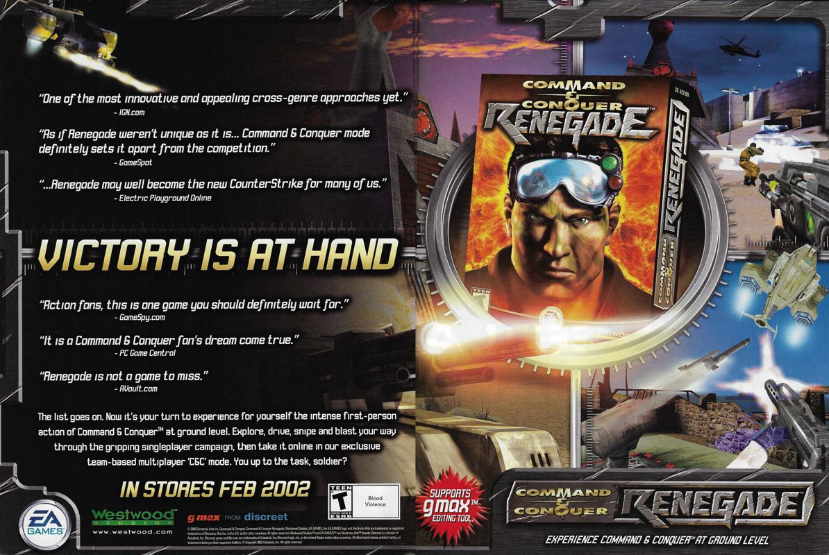 Command & Conquer: Renegade Magazine Advertisement (Magazine Advertisements): PC Gamer (United States), Issue 95 (March 2002)