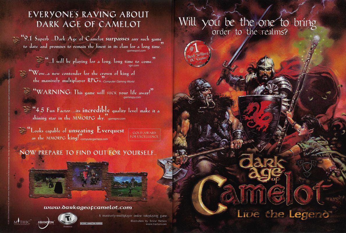 Dark Age of Camelot Magazine Advertisement (Magazine Advertisements): PC Gamer (United States), Issue 95 (March 2002)