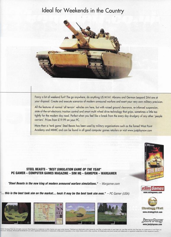 Steel Beasts: Gold Edition Magazine Advertisement (Magazine Advertisements): PC Gamer (United Kingdom), Issue 118 (January 2003)