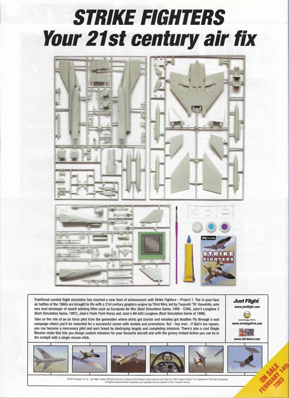 Strike Fighters: Project 1 Magazine Advertisement (Magazine Advertisements): PC Gamer (United Kingdom), Issue 118 (January 2003)