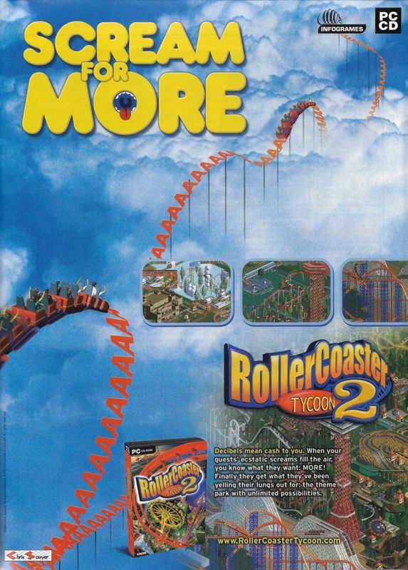 RollerCoaster Tycoon 2 Magazine Advertisement (Magazine Advertisements): PC Gamer (United Kingdom), Issue 115 (November 2002)
