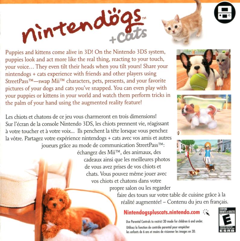 Nintendogs + Cats: French Bulldog & New Friends Catalogue (Catalogue Advertisements): Catalogue included with "Steel Diver", US Nintendo 3DS release Inside