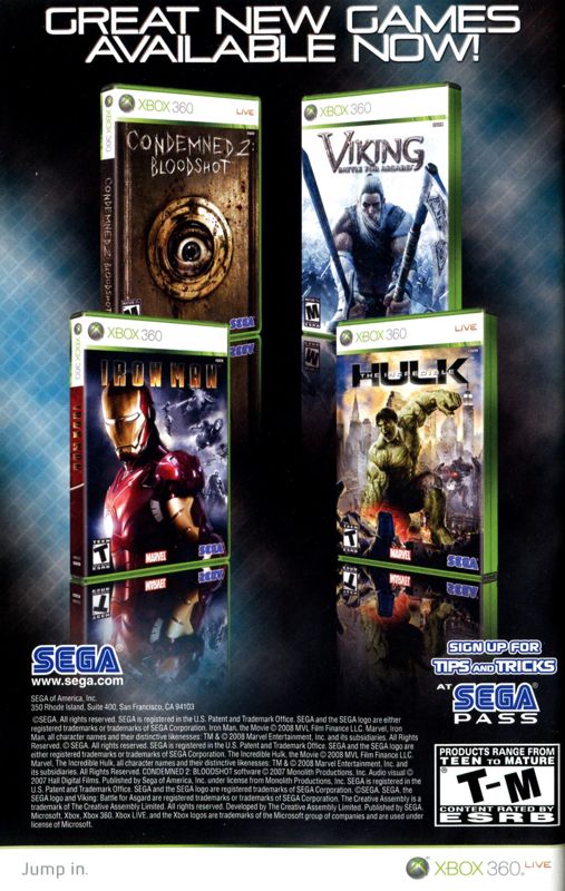 Viking: Battle for Asgard Manual Advertisement (Game Manual Advertisements): "Golden Axe: Beast Rider" manual, US Xbox 360 release