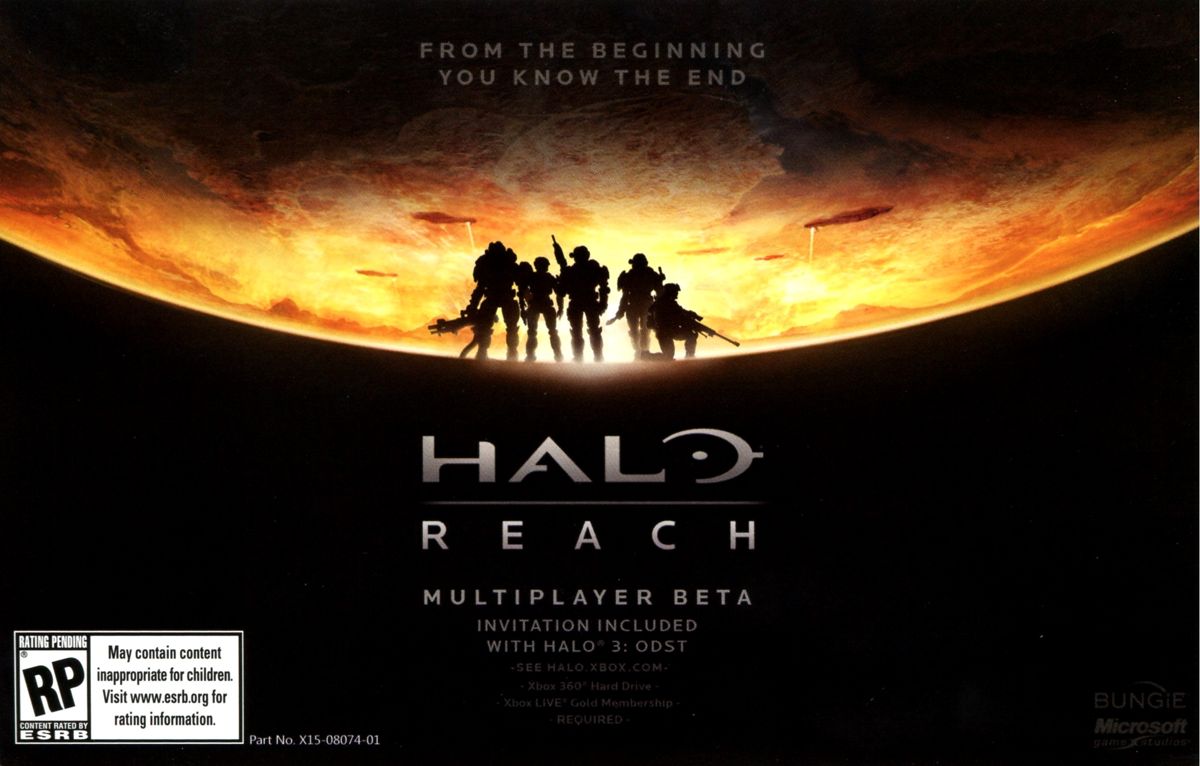 Halo: Reach Other (Pamphlet Advertisements): Pamphlet included with "Halo 3: ODST", US Xbox 360 release