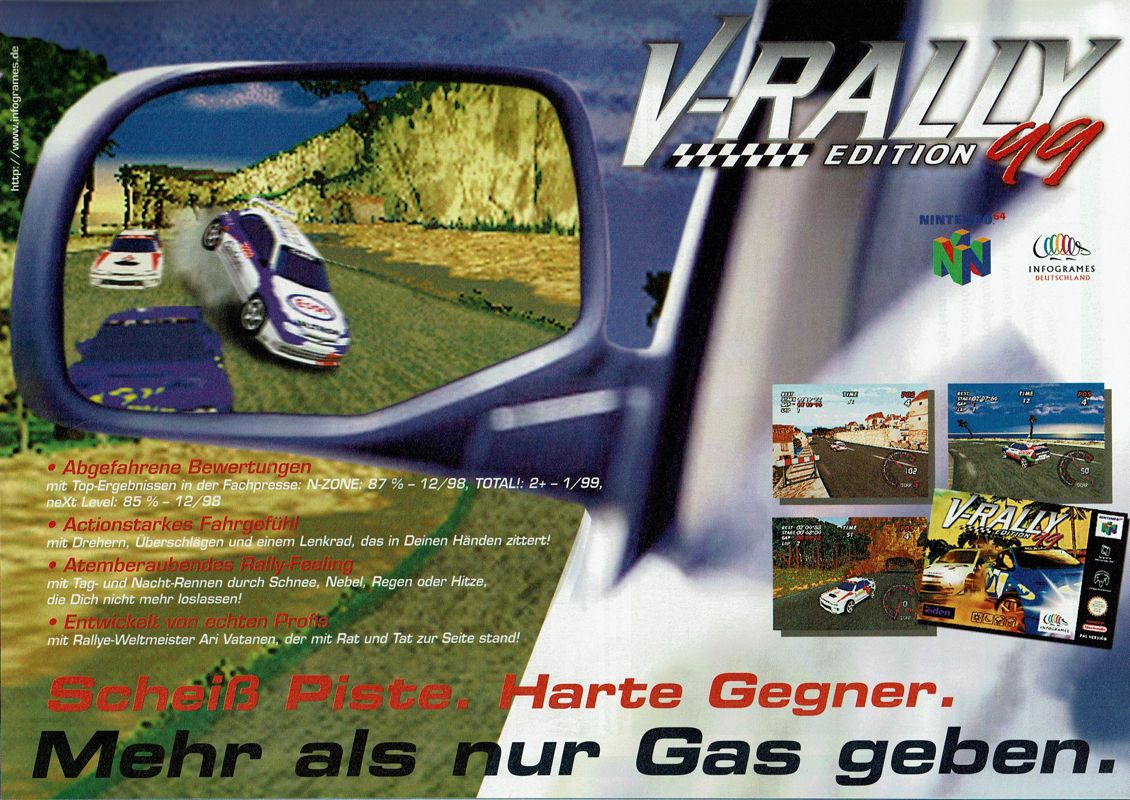 V-Rally: Championship Edition Magazine Advertisement (Magazine Advertisements): Total! (Germany), Issue 01/1999