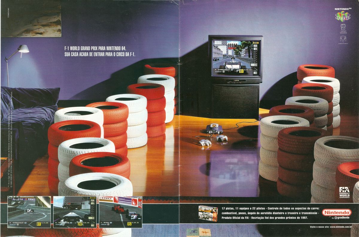 F-1 World Grand Prix Magazine Advertisement (Magazine Advertisements): SuperGamePower (Brazil), Issue 54 (September 1998) pp. 2-3