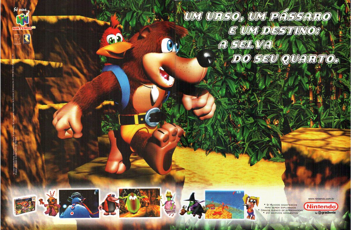 Banjo-Kazooie Magazine Advertisement (Magazine Advertisements): Ação Games (Brazil) 129 (July 1998) pp. 2-3