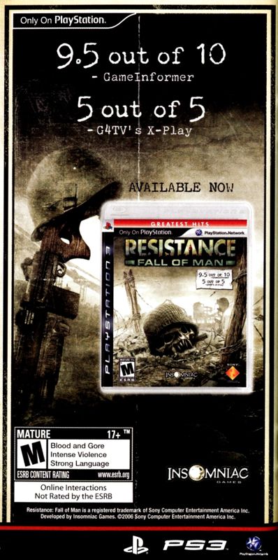 Resistance: Fall of Man Manual Advertisement (Game Manual Advertisements): Resistance: Retribution manual, US PSP release page 28