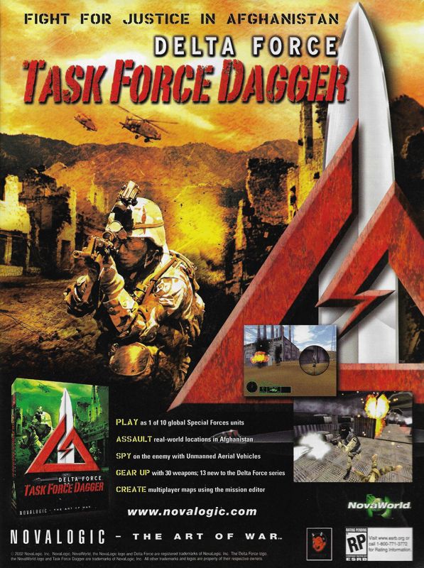 Delta Force: Task Force Dagger Magazine Advertisement (Magazine Advertisements): PC Gamer (United States), Issue 101 (September 2002)