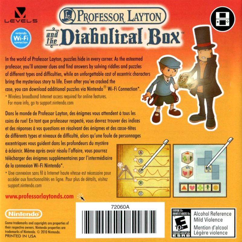 Professor Layton and the Diabolical Box Catalogue (Catalogue Advertisements): Catalogue included with Professor Layton and the Unwound Future, US NDS release Back