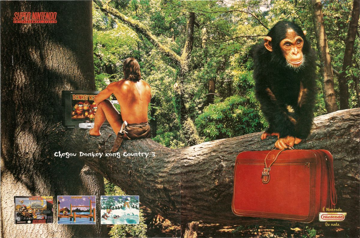 Donkey Kong Country 3: Dixie Kong's Double Trouble! Magazine Advertisement (Magazine Advertisements): SuperGamePower (Brazil) Issue 32 (December 1996) pp. 34-35