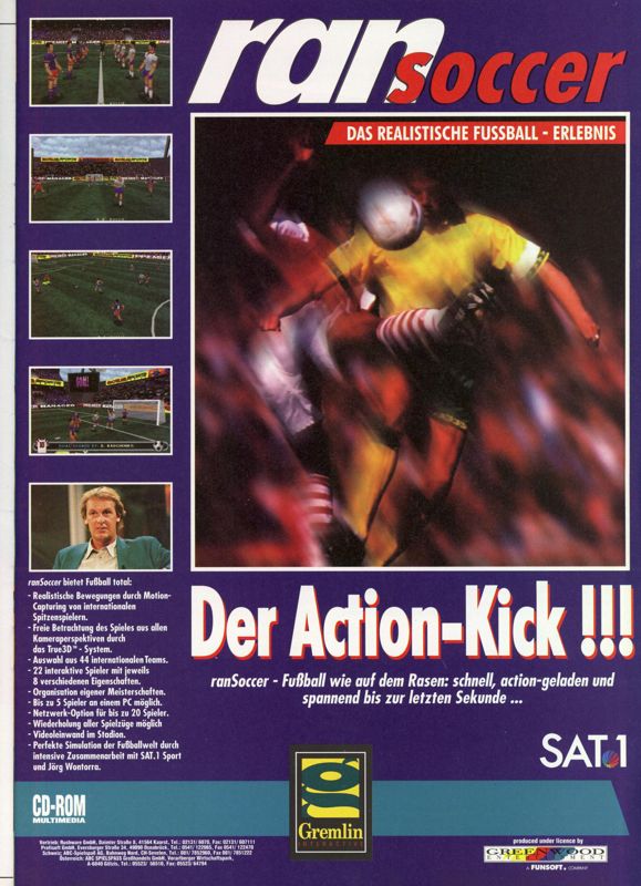 VR Soccer '96 Magazine Advertisement (Magazine Advertisements): MCV 11/95 (Germany)