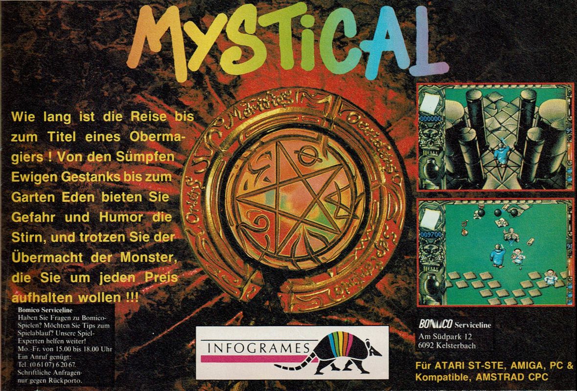 Mystical Magazine Advertisement (Magazine Advertisements): Amiga Joker (Germany), Issue 01/1991