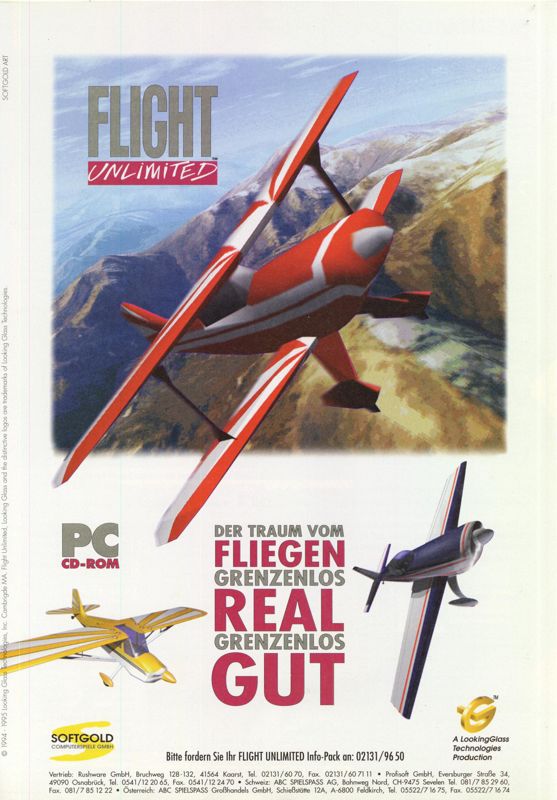 Flight Unlimited Magazine Advertisement (Magazine Advertisements): MCV 03/95 (Germany)