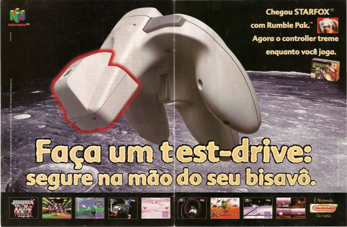 Star Fox 64 Magazine Advertisement (Magazine Advertisements): SuperGamePower (Brazil), Issue 40 (July 1997) pp. 6-7
