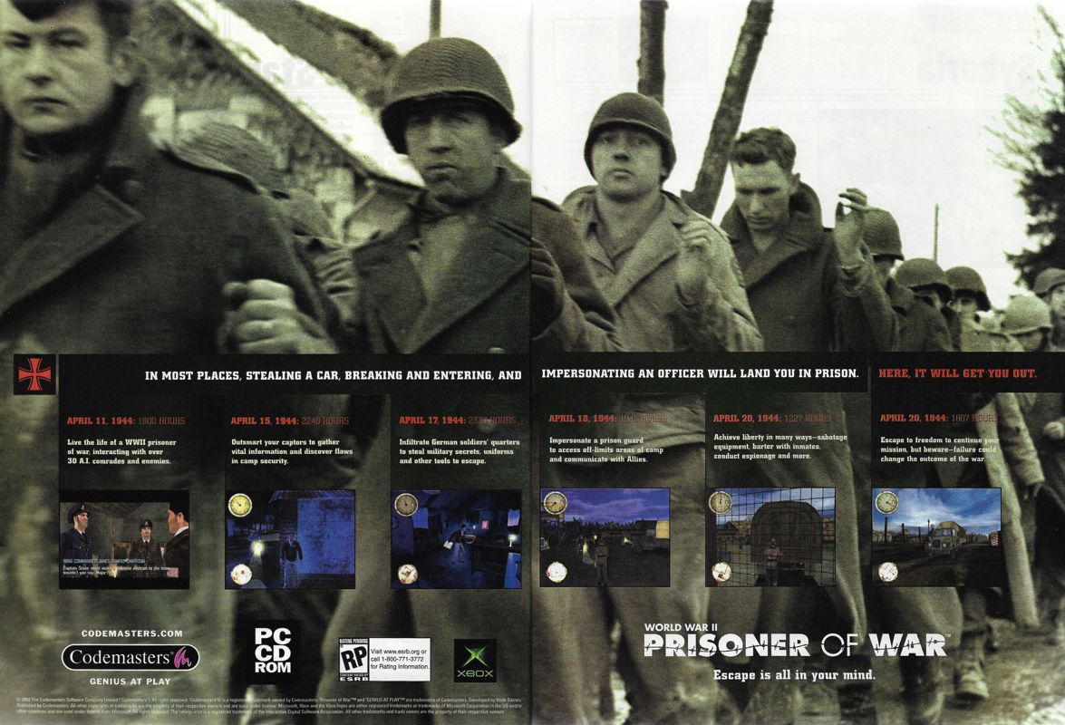 Prisoner of War: World War II Magazine Advertisement (Magazine Advertisements): PC Gamer (United States), Issue 101 (September 2002)