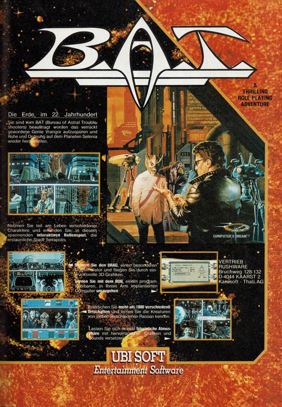 B.A.T. Magazine Advertisement (Magazine Advertisements): Amiga Joker (Germany), Issue 01/1991