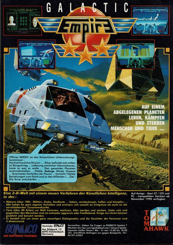 Galactic Empire Magazine Advertisement (Magazine Advertisements): Amiga Joker (Germany), Issue 01/1991