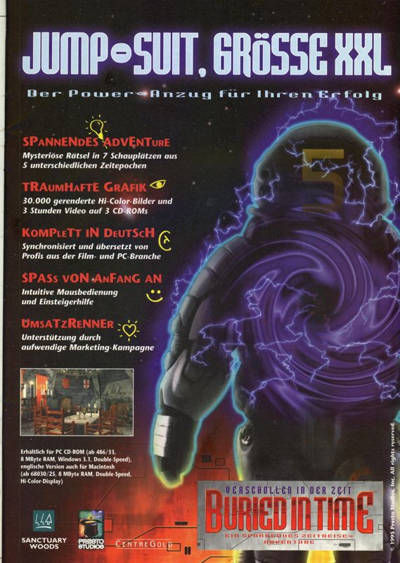 The Journeyman Project 2: Buried in Time Magazine Advertisement (Magazine Advertisements): MCV 08/95 (Germany)